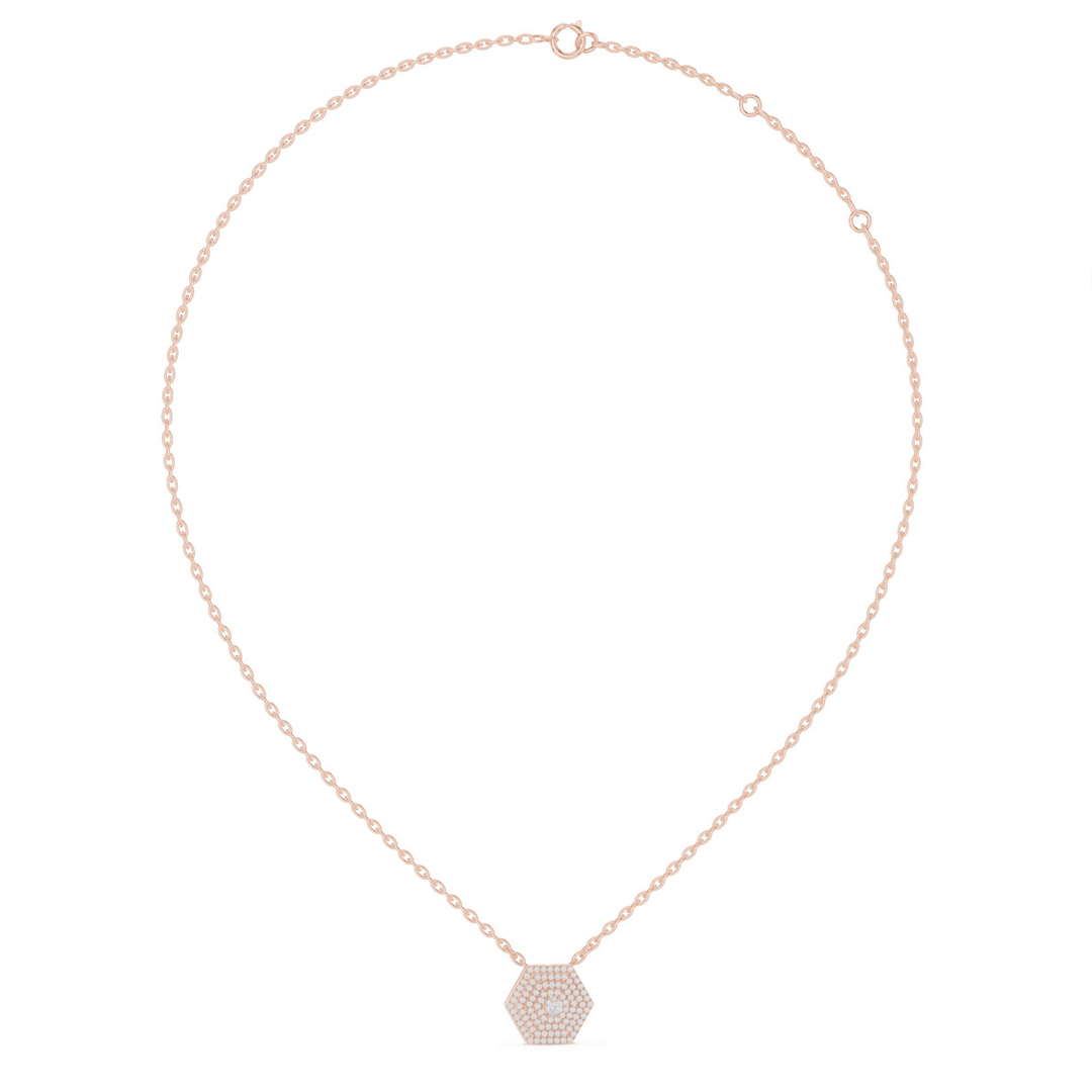 Hexagon Diamond Pendant Necklace - P1131 in Necklace by 18 KARATS INC.