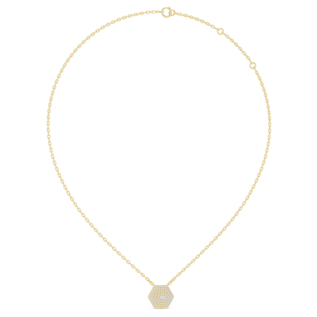 Hexagon Diamond Pendant Necklace - P1131 in Necklace by 18 KARATS INC.
