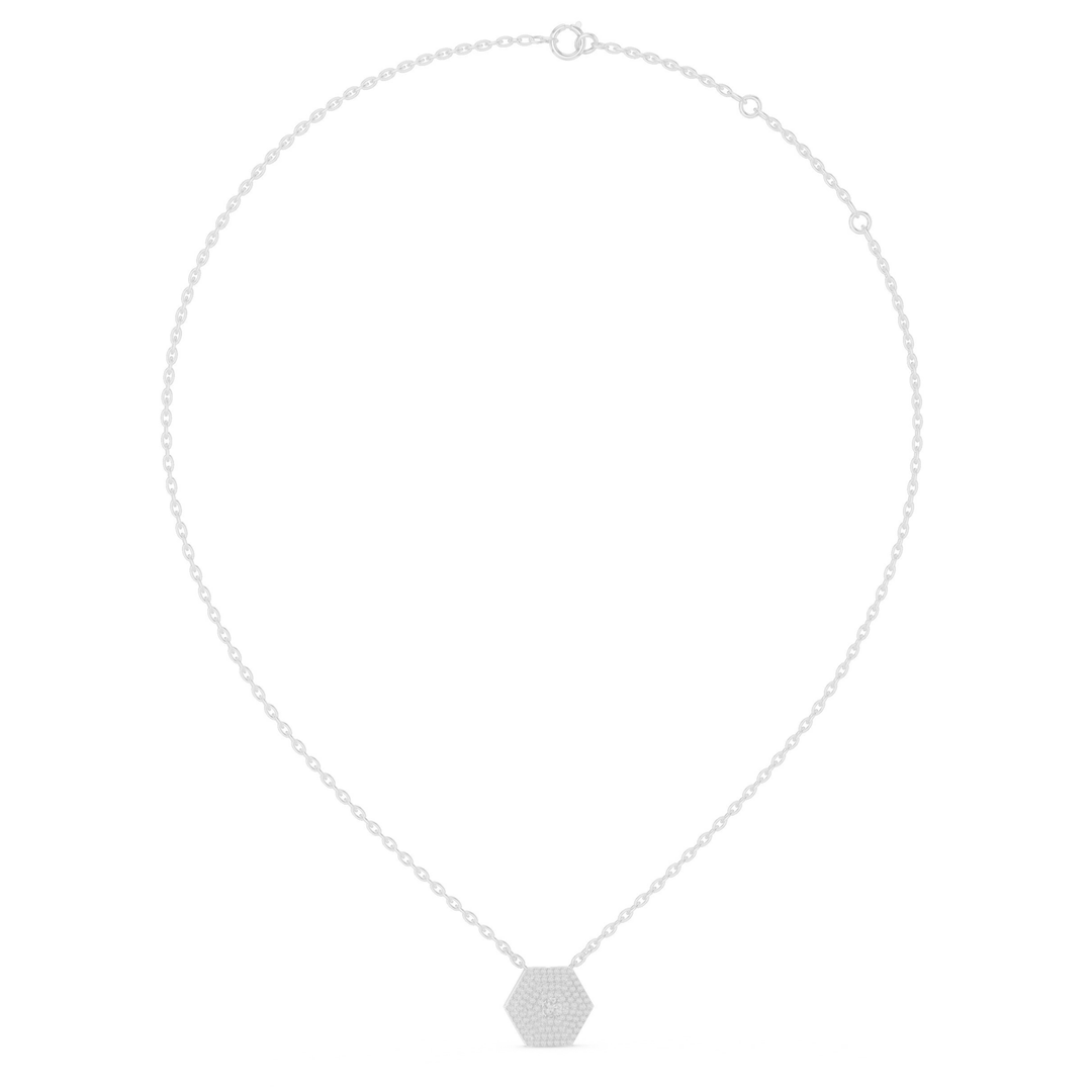 Hexagon Diamond Pendant Necklace - P1131 in Necklace by 18 KARATS INC.