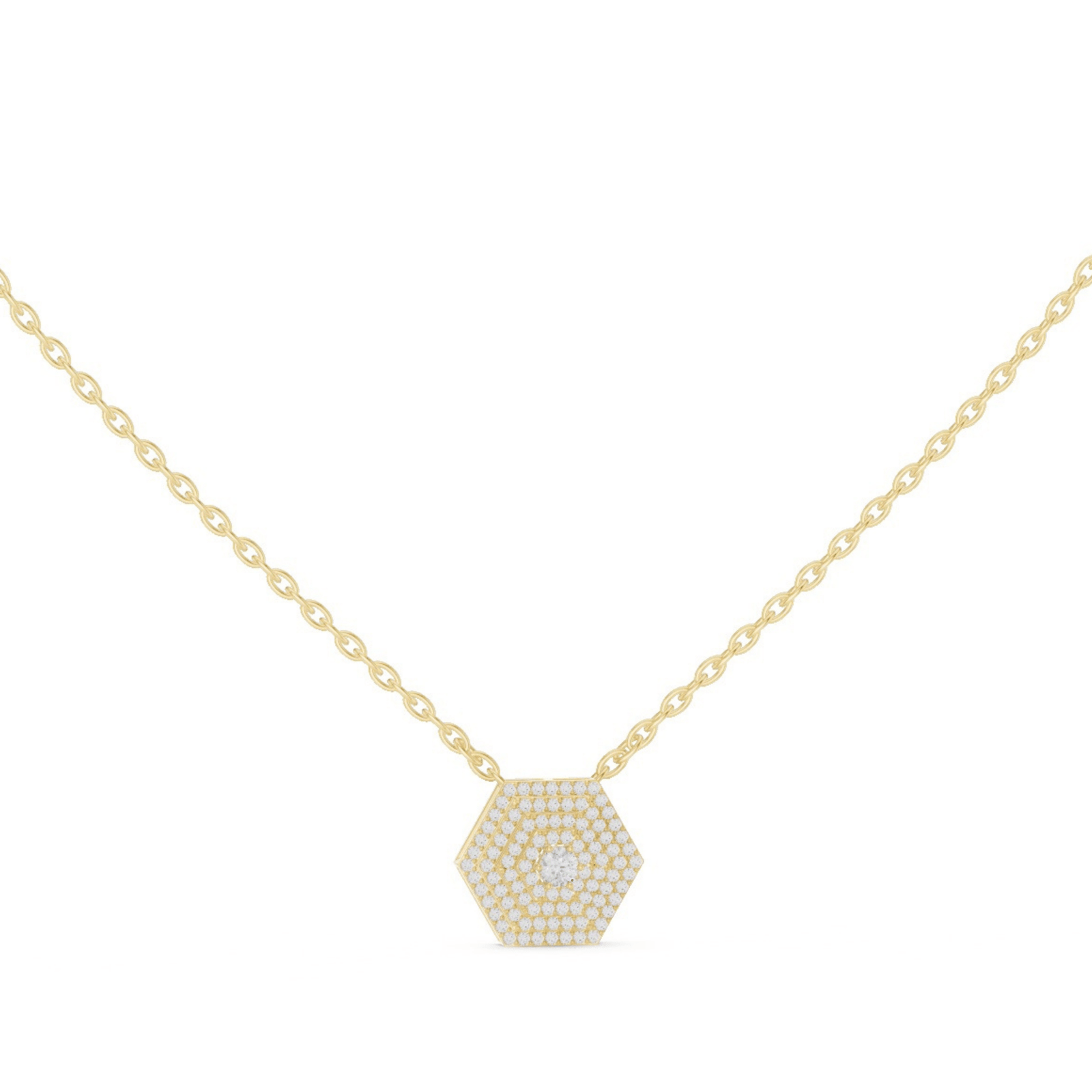 Hexagon Diamond Pendant Necklace - P1131 in Necklace by 18 KARATS INC.