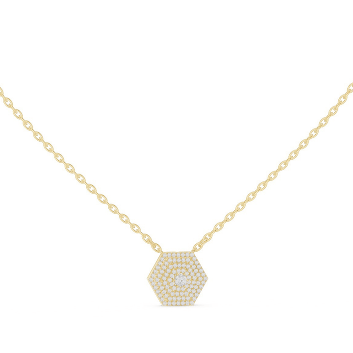 Hexagon Diamond Pendant Necklace - P1131 in Necklace by 18 KARATS INC.