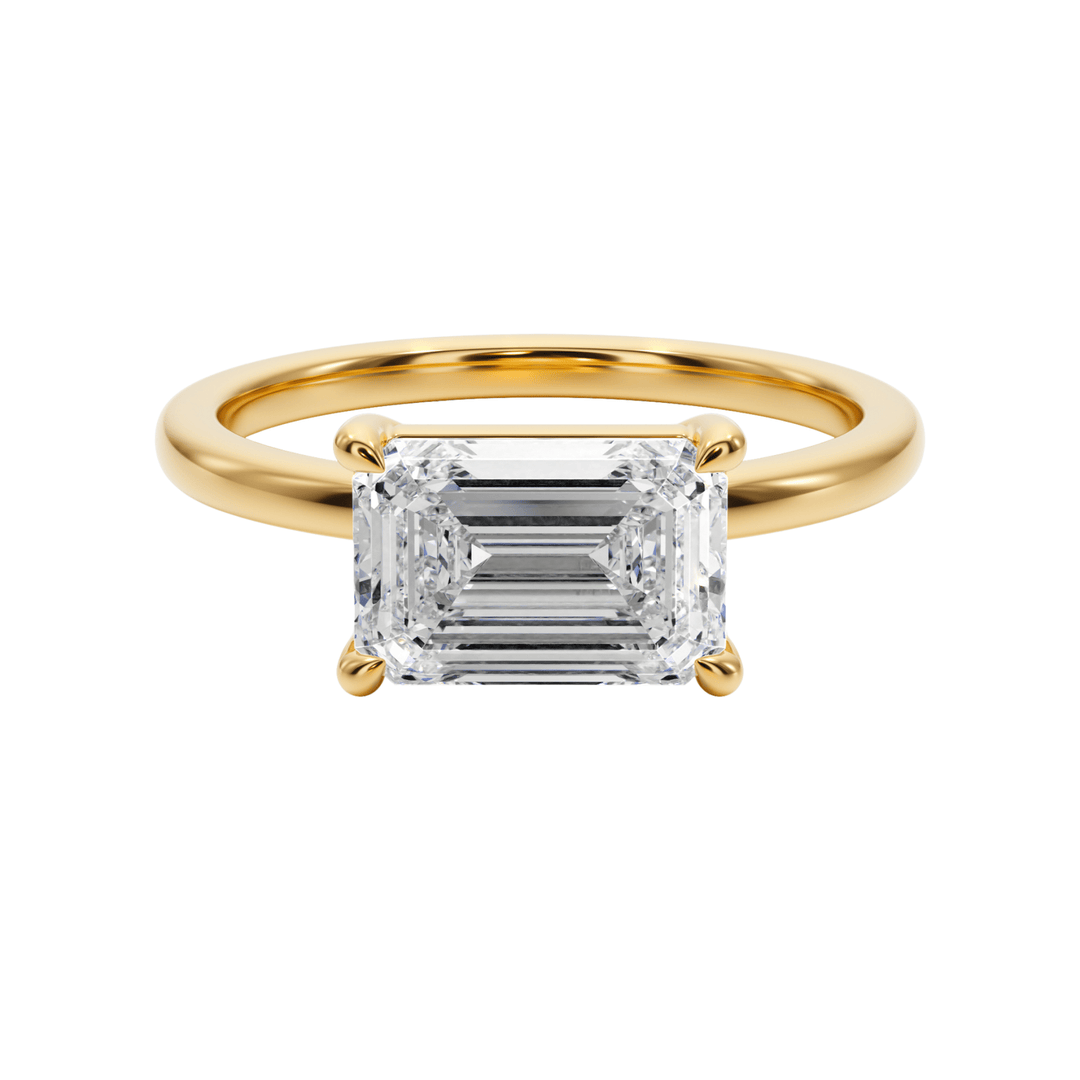 Horizon East - West Emerald Engagement Ring - R1014 in Ring by 18 KARATS INC.