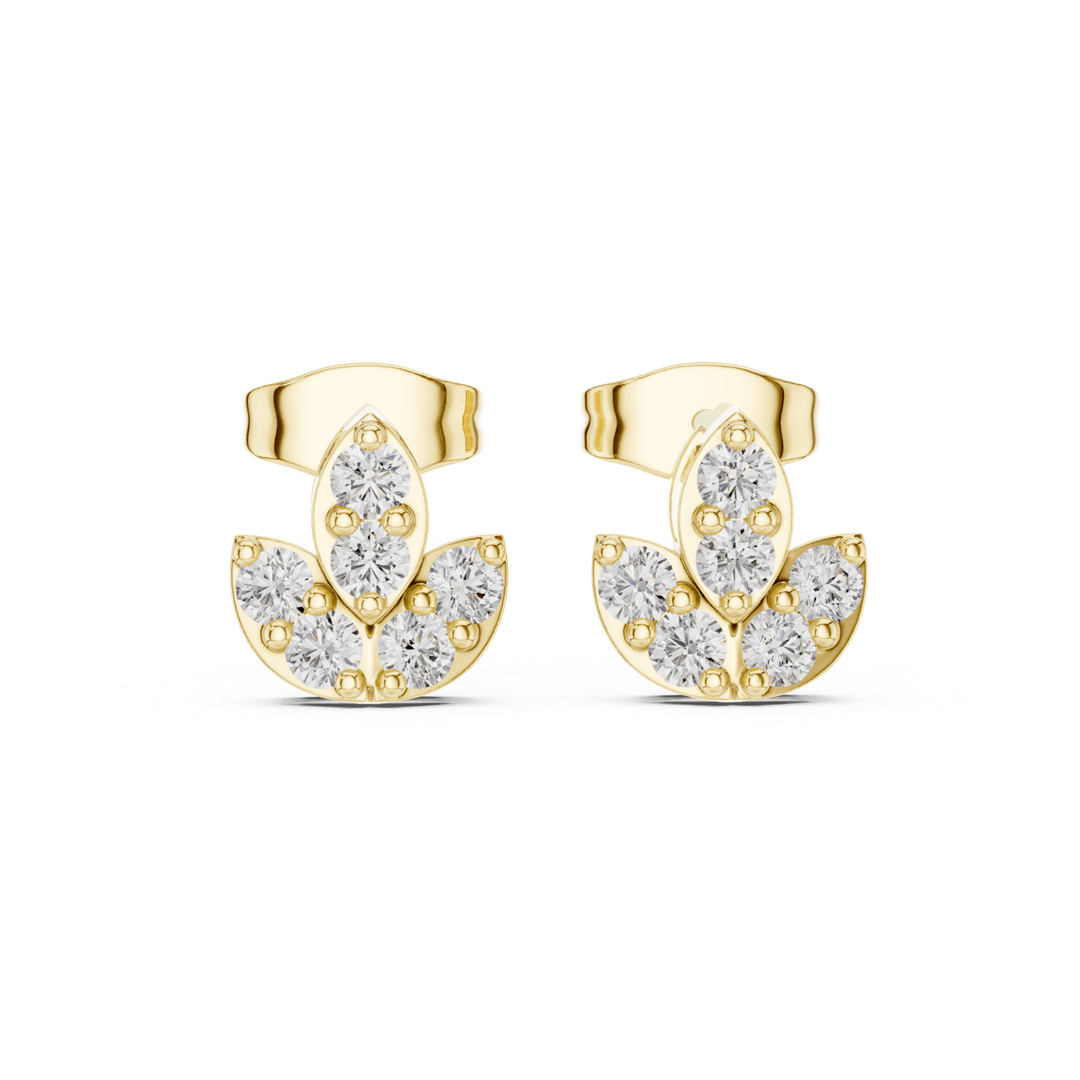 Lotus Cluster 0.35 ctw Diamond Stud Earrings - E1154 in Earrings by 18 KARATS INC.