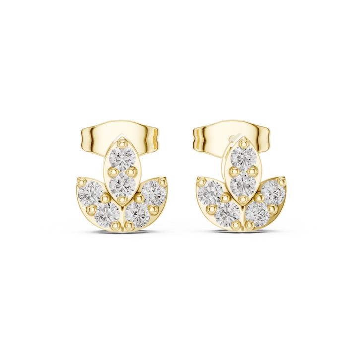 Lotus Cluster 0.35 ctw Diamond Stud Earrings - E1154 in Earrings by 18 KARATS INC.