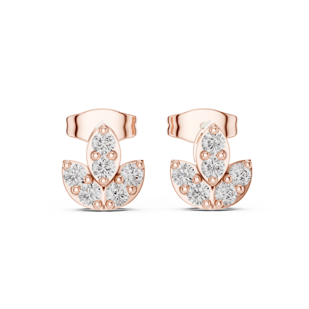 Lotus Cluster 0.35 ctw Diamond Stud Earrings - E1154 in Earrings by 18 KARATS INC.
