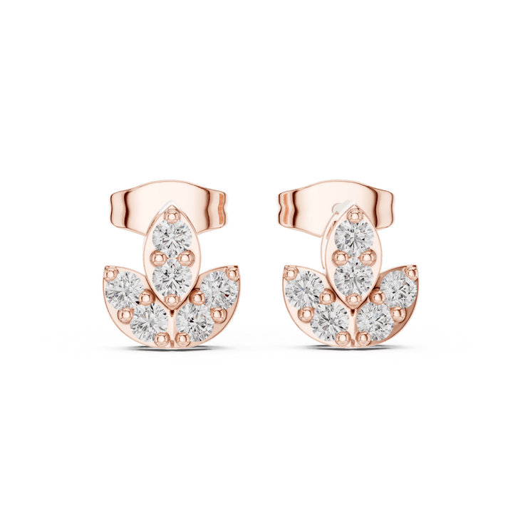 Lotus Cluster 0.35 ctw Diamond Stud Earrings - E1154 in Earrings by 18 KARATS INC.