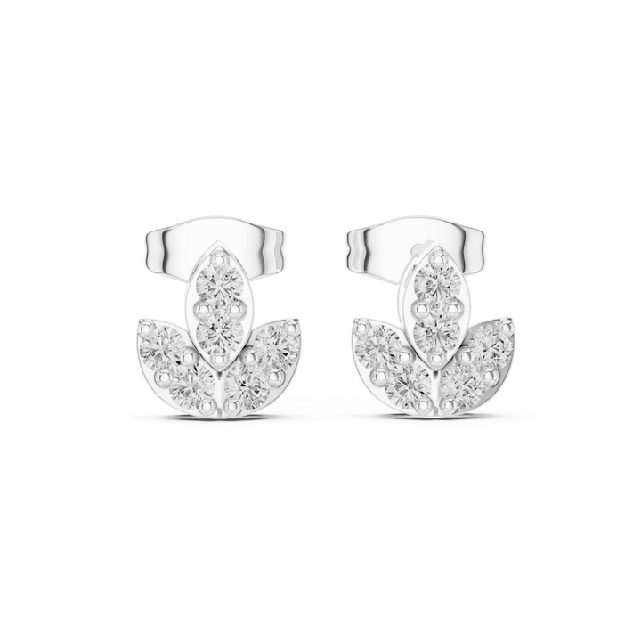 Lotus Cluster 0.35 ctw Diamond Stud Earrings - E1154 in Earrings by 18 KARATS INC.