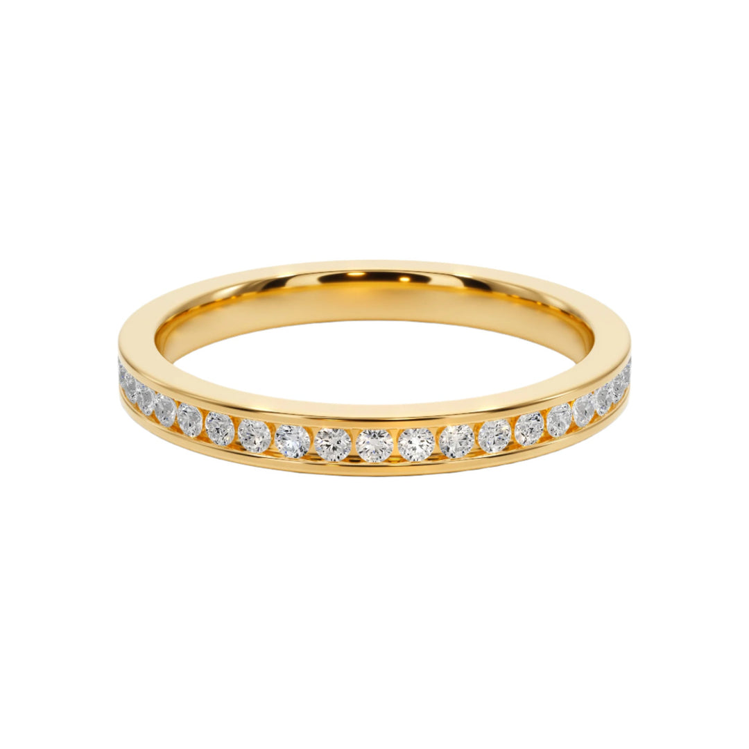 Love Story Channel Wedding Band — B1001 in Wedding Bands by 18 KARATS