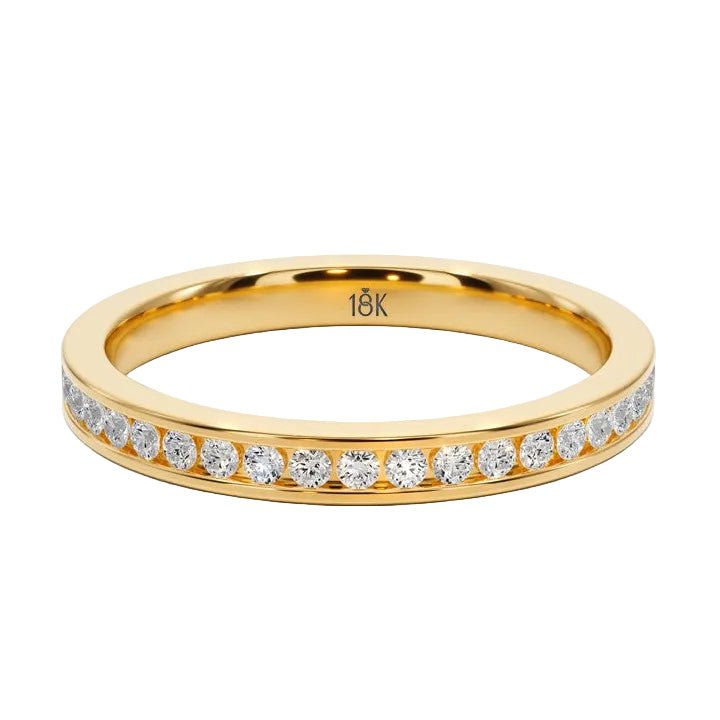 Love Story Channel Wedding Band - B1001 in Wedding Bands by 18 KARATS