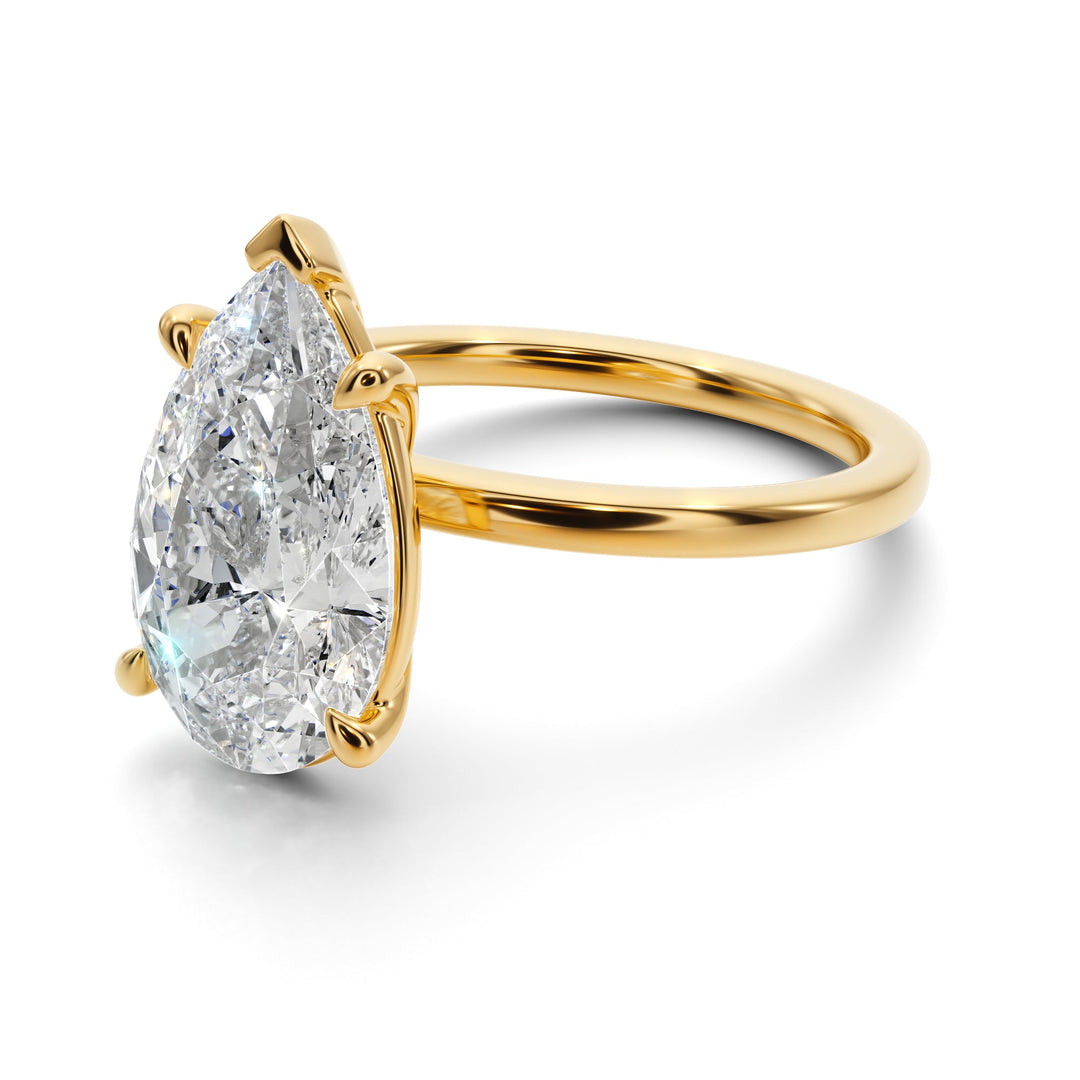 Luminous Tear Solitaire Engagement - R1012 in Ring by 18 KARATS