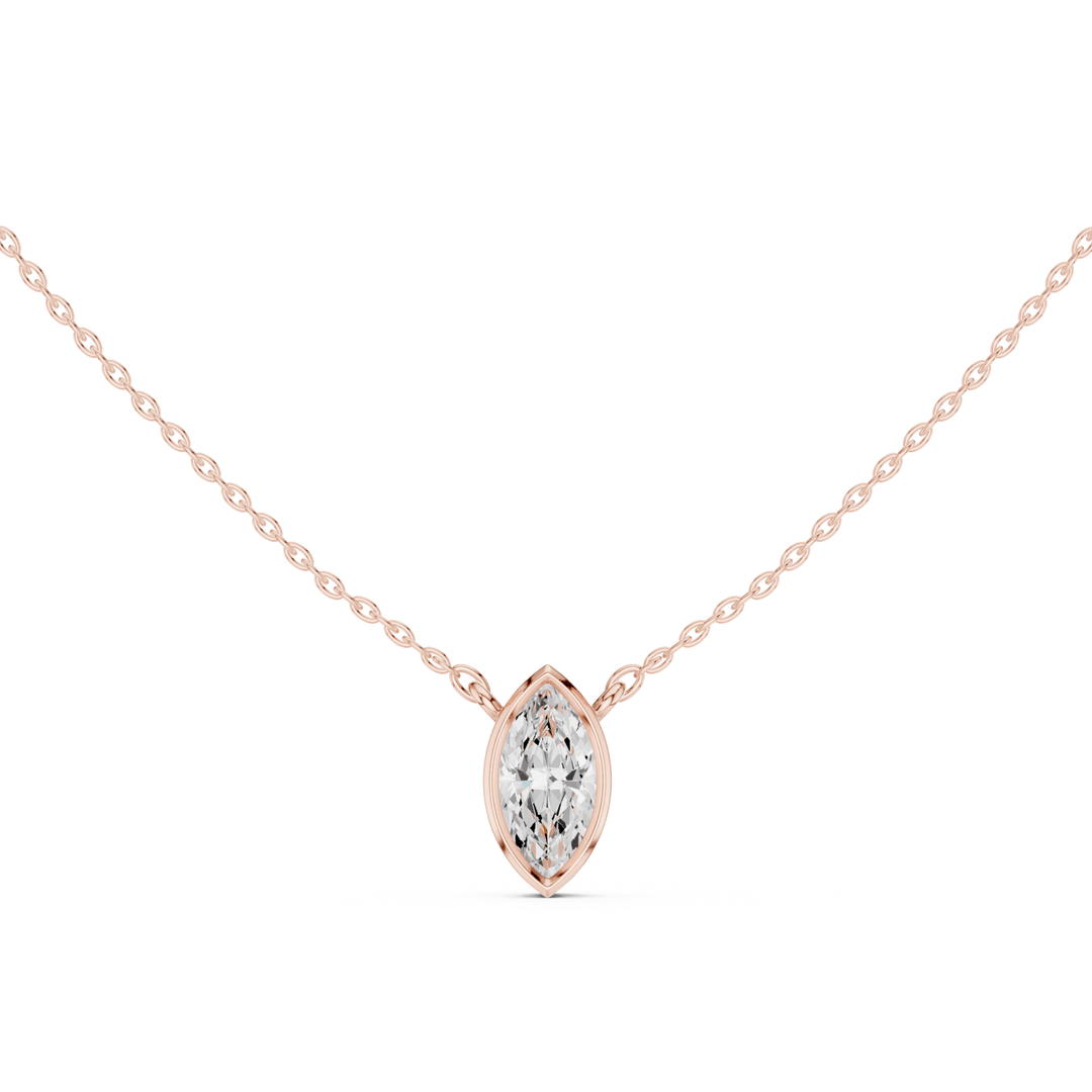 Marquise Cut Diamond Bezel Solitaire - P1135MQ2 in Necklace by 18 KARATS INC.
