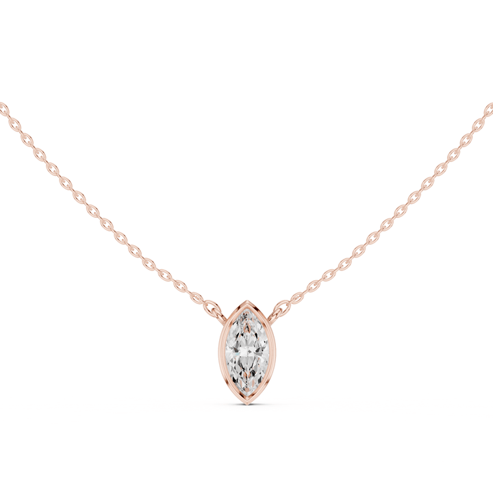 Marquise Cut Diamond Bezel Solitaire - P1135MQ2 in Necklace by 18 KARATS INC.