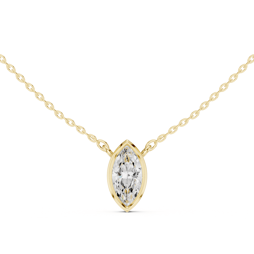 Marquise Cut Diamond Bezel Solitaire - P1135MQ2 in Necklace by 18 KARATS INC.