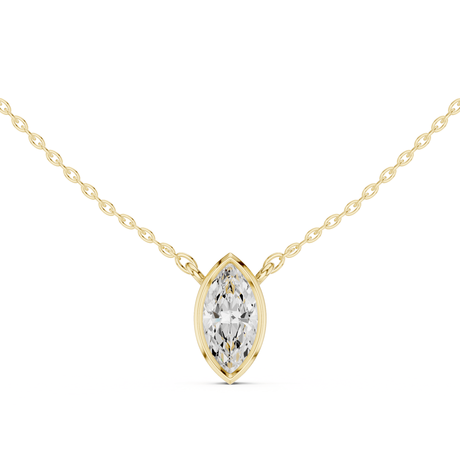 Marquise Cut Diamond Bezel Solitaire - P1135MQ2 in Necklace by 18 KARATS INC.