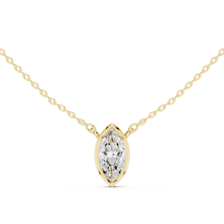 Marquise Cut Diamond Bezel Solitaire - P1135MQ2 in Necklace by 18 KARATS INC.