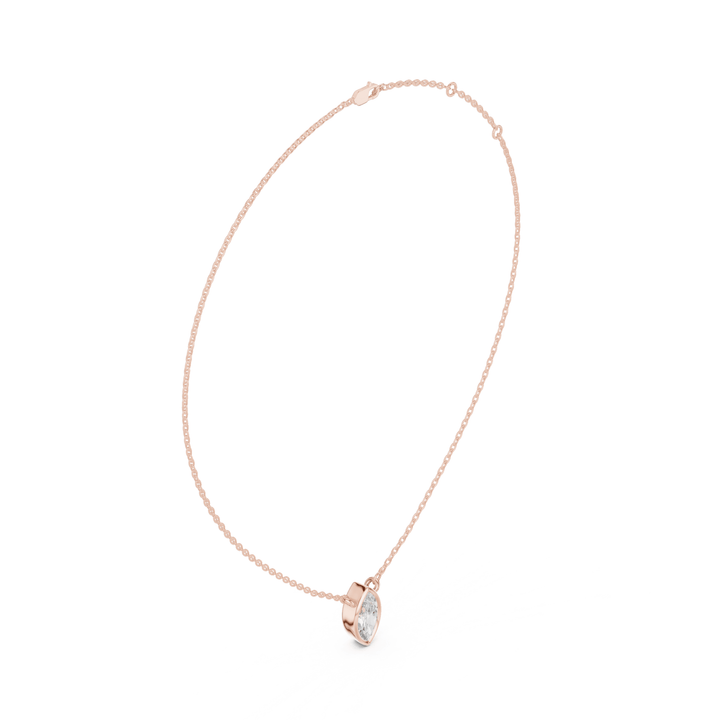 Marquise Cut Diamond Bezel Solitaire - P1135MQ2 in Necklace by 18 KARATS INC.
