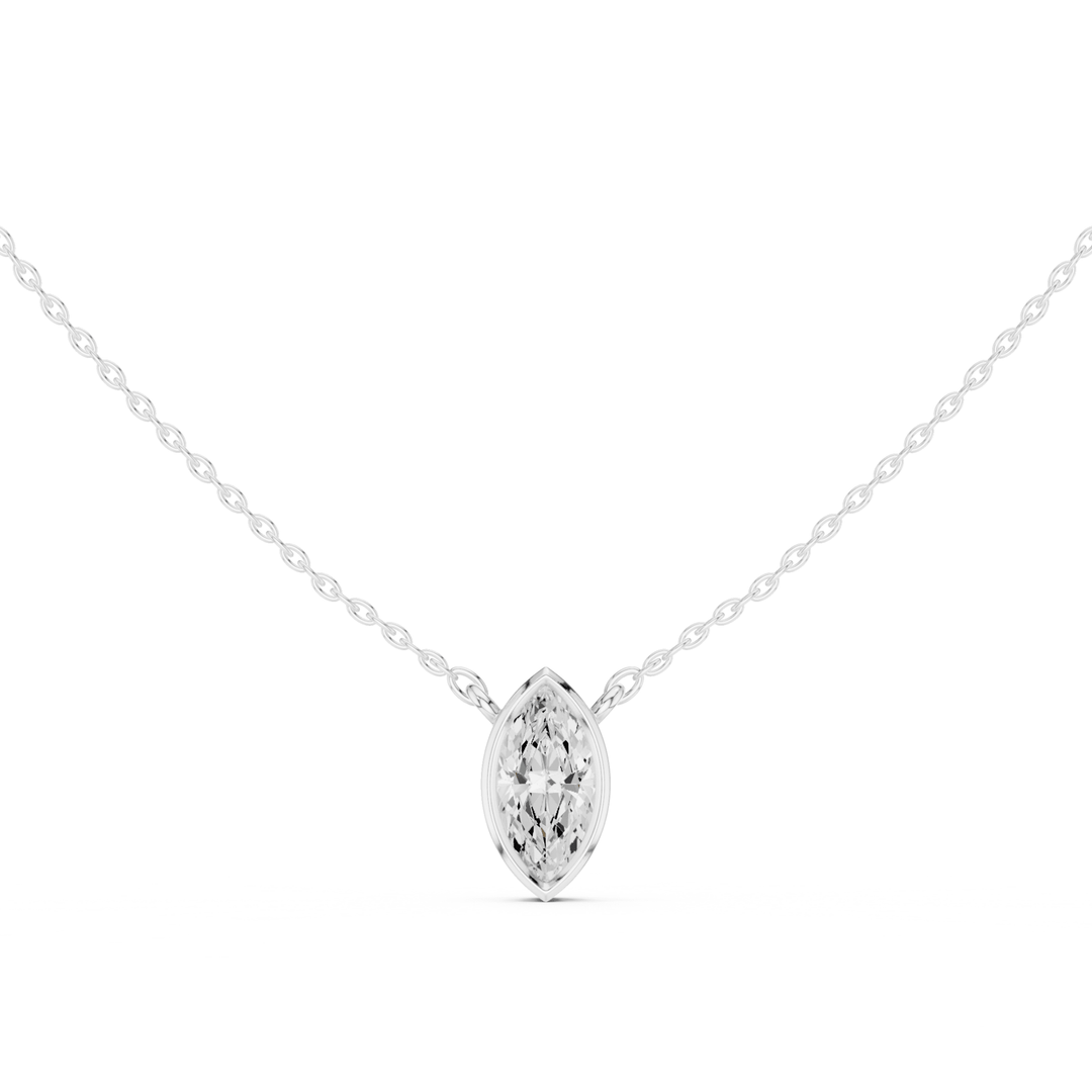 Marquise Cut Diamond Bezel Solitaire - P1135MQ2 in Necklace by 18 KARATS INC.