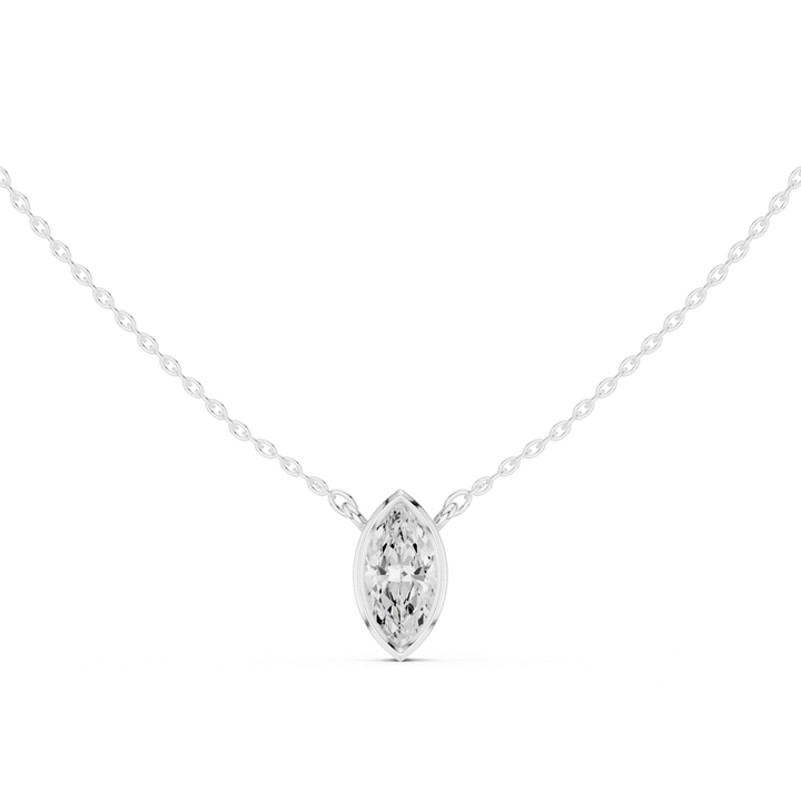 Marquise Cut Diamond Bezel Solitaire - P1135MQ2 in Necklace by 18 KARATS INC.