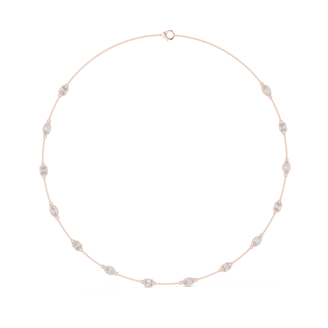 Marquise & Emerald 2.8 ctw Diamond Station Necklace - P1121 in Necklace by 18 KARATS INC.