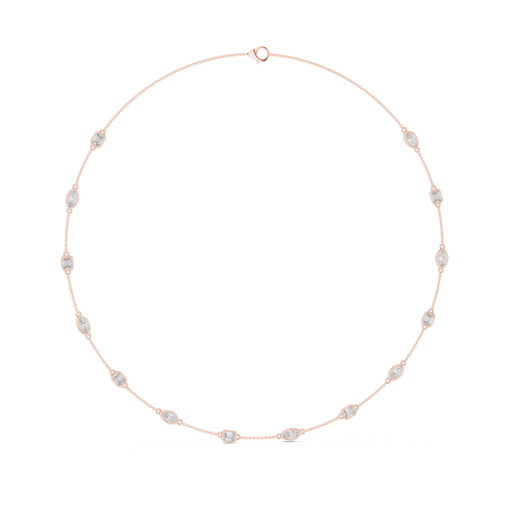 Marquise & Emerald 2.8 ctw Diamond Station Necklace - P1121 in Necklace by 18 KARATS INC.
