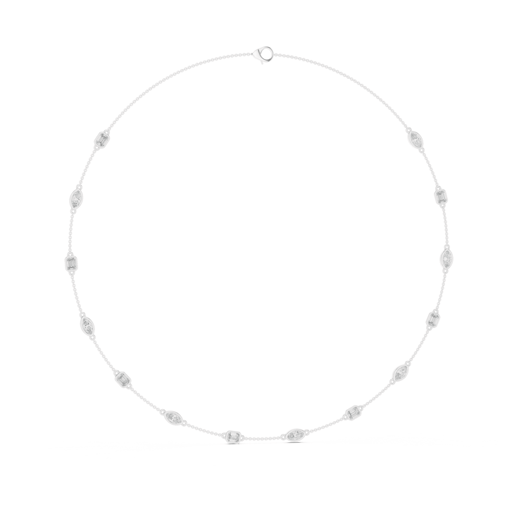 Marquise & Emerald 2.8 ctw Diamond Station Necklace - P1121 in Necklace by 18 KARATS INC.