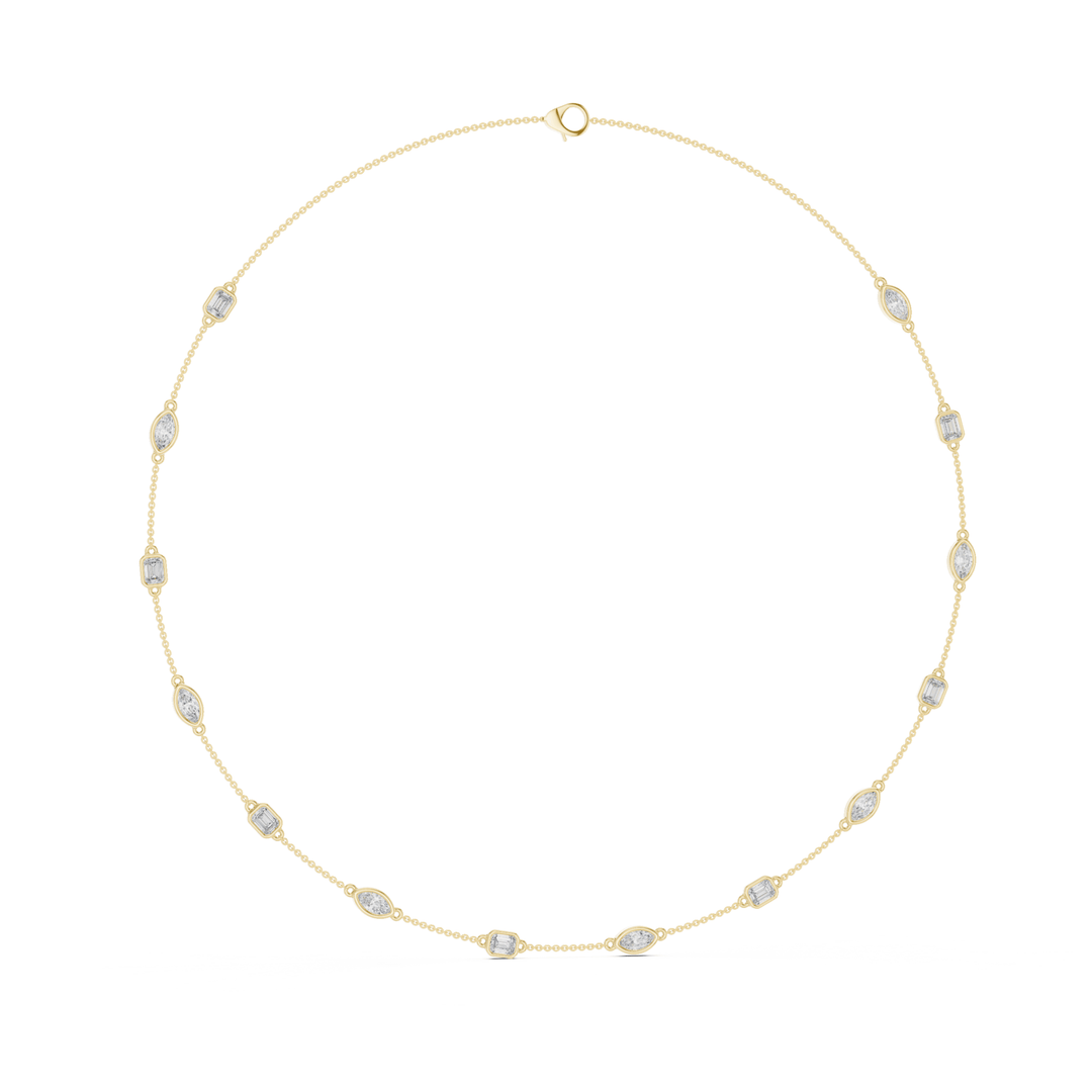 Marquise & Emerald 2.8 ctw Diamond Station Necklace - P1121 in Necklace by 18 KARATS INC.