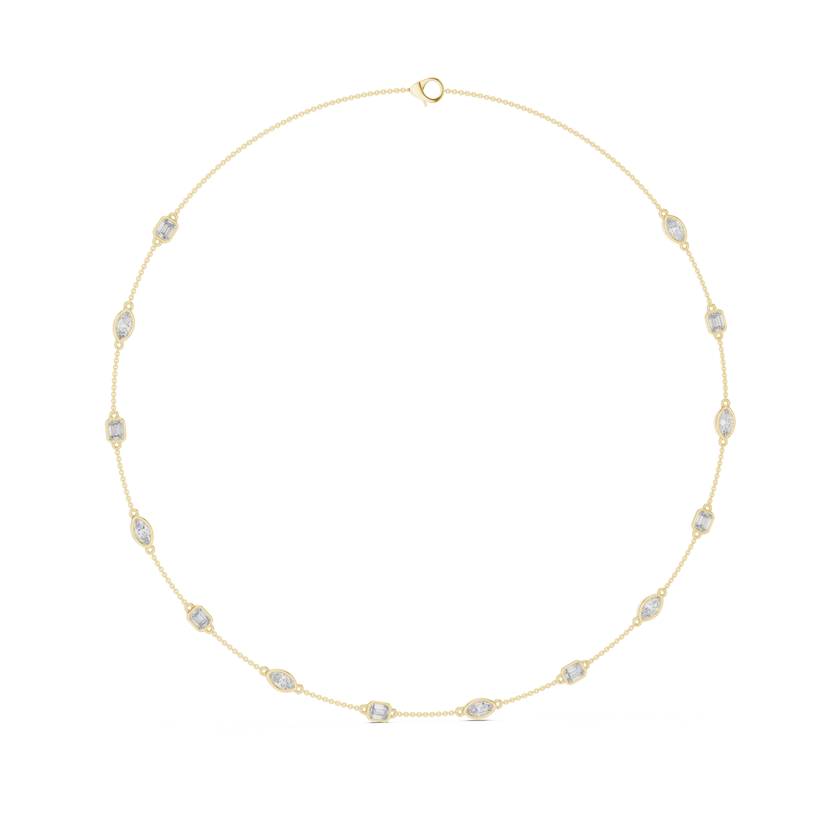 Marquise & Emerald 2.8 ctw Diamond Station Necklace - P1121 in Necklace by 18 KARATS INC.