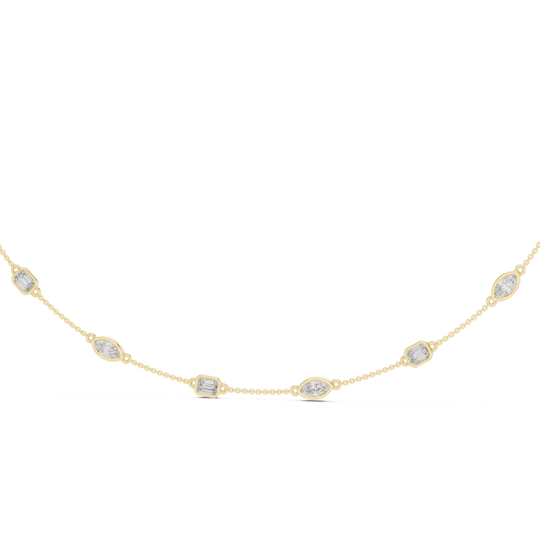 Marquise & Emerald 2.8 ctw Diamond Station Necklace - P1121 in Necklace by 18 KARATS INC.