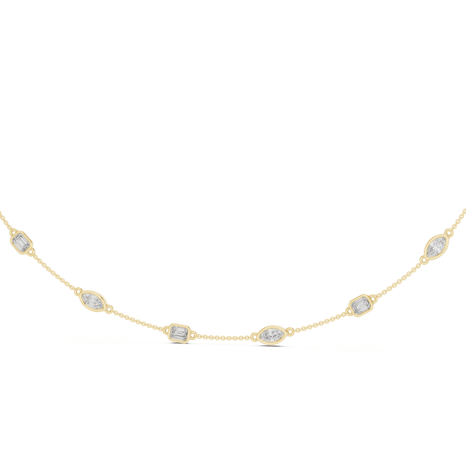 Marquise & Emerald 2.8 ctw Diamond Station Necklace - P1121 in Necklace by 18 KARATS INC.