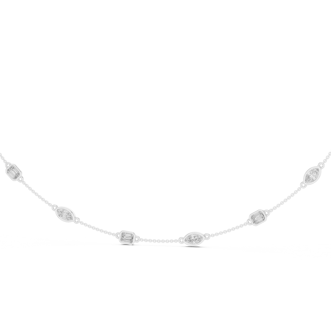 Marquise & Emerald 2.8 ctw Diamond Station Necklace - P1121 in Necklace by 18 KARATS INC.