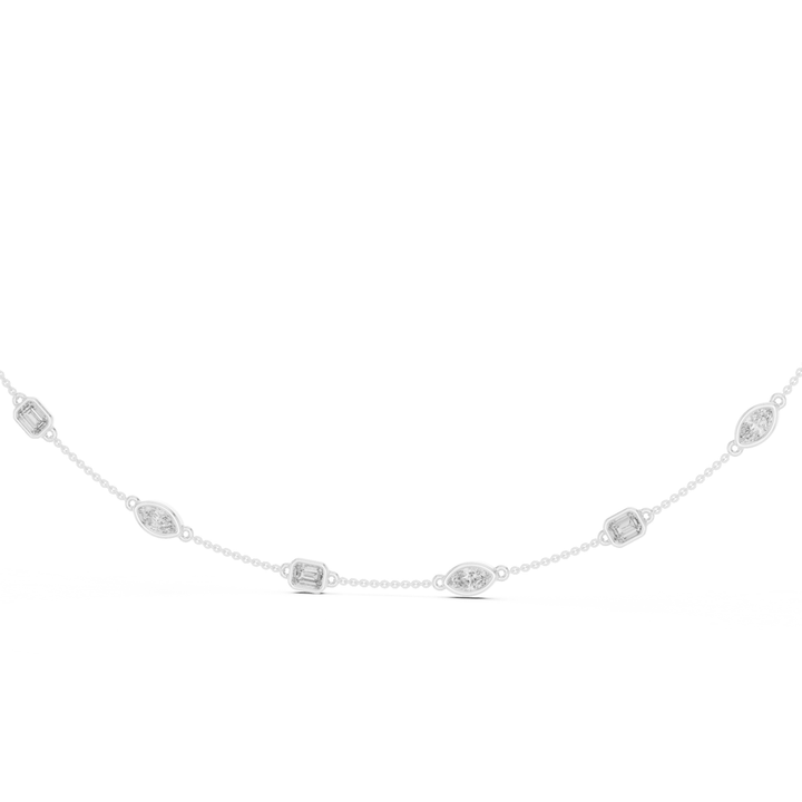 Marquise & Emerald 2.8 ctw Diamond Station Necklace - P1121 in Necklace by 18 KARATS INC.