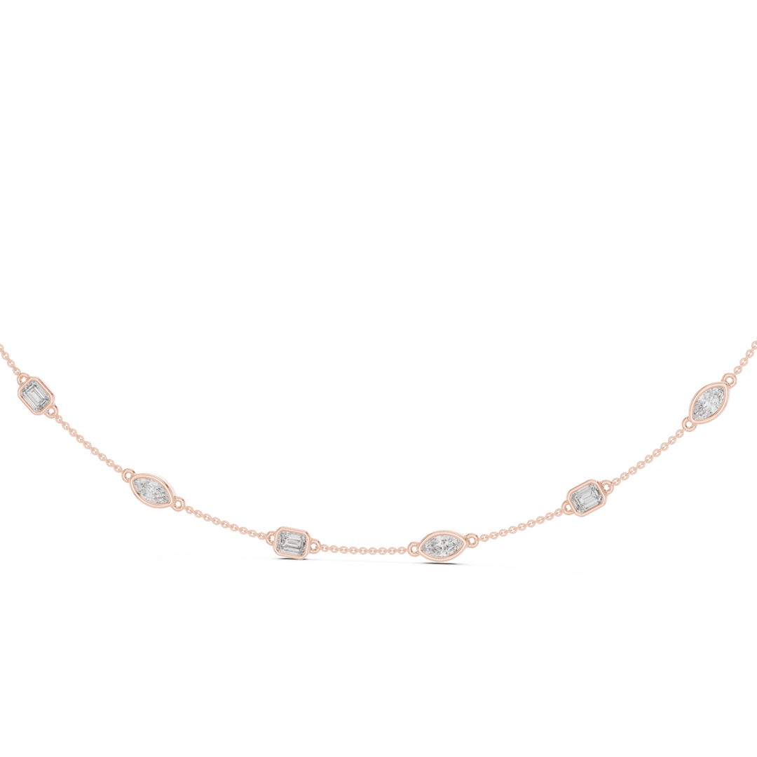 Marquise & Emerald 2.8 ctw Diamond Station Necklace - P1121 in Necklace by 18 KARATS INC.