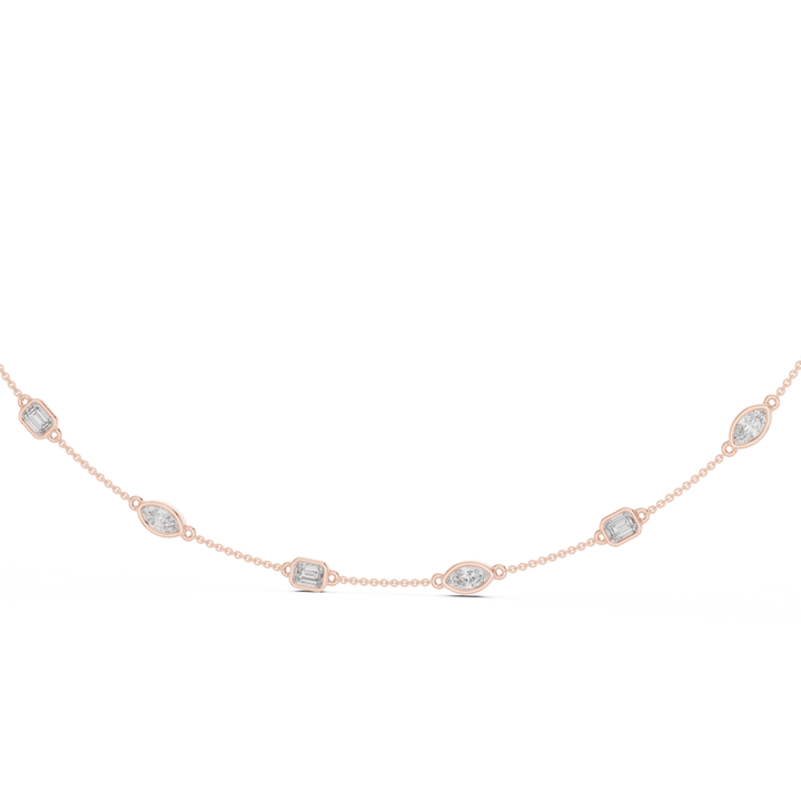 Marquise & Emerald 2.8 ctw Diamond Station Necklace - P1121 in Necklace by 18 KARATS INC.