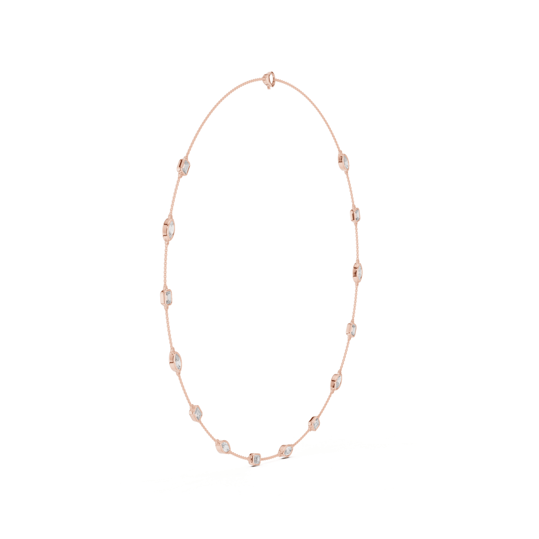 Marquise & Emerald 2.8 ctw Diamond Station Necklace - P1121 in Necklace by 18 KARATS INC.