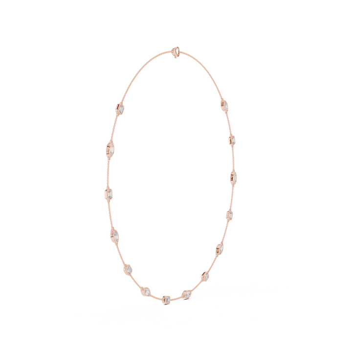 Marquise & Emerald 2.8 ctw Diamond Station Necklace - P1121 in Necklace by 18 KARATS INC.