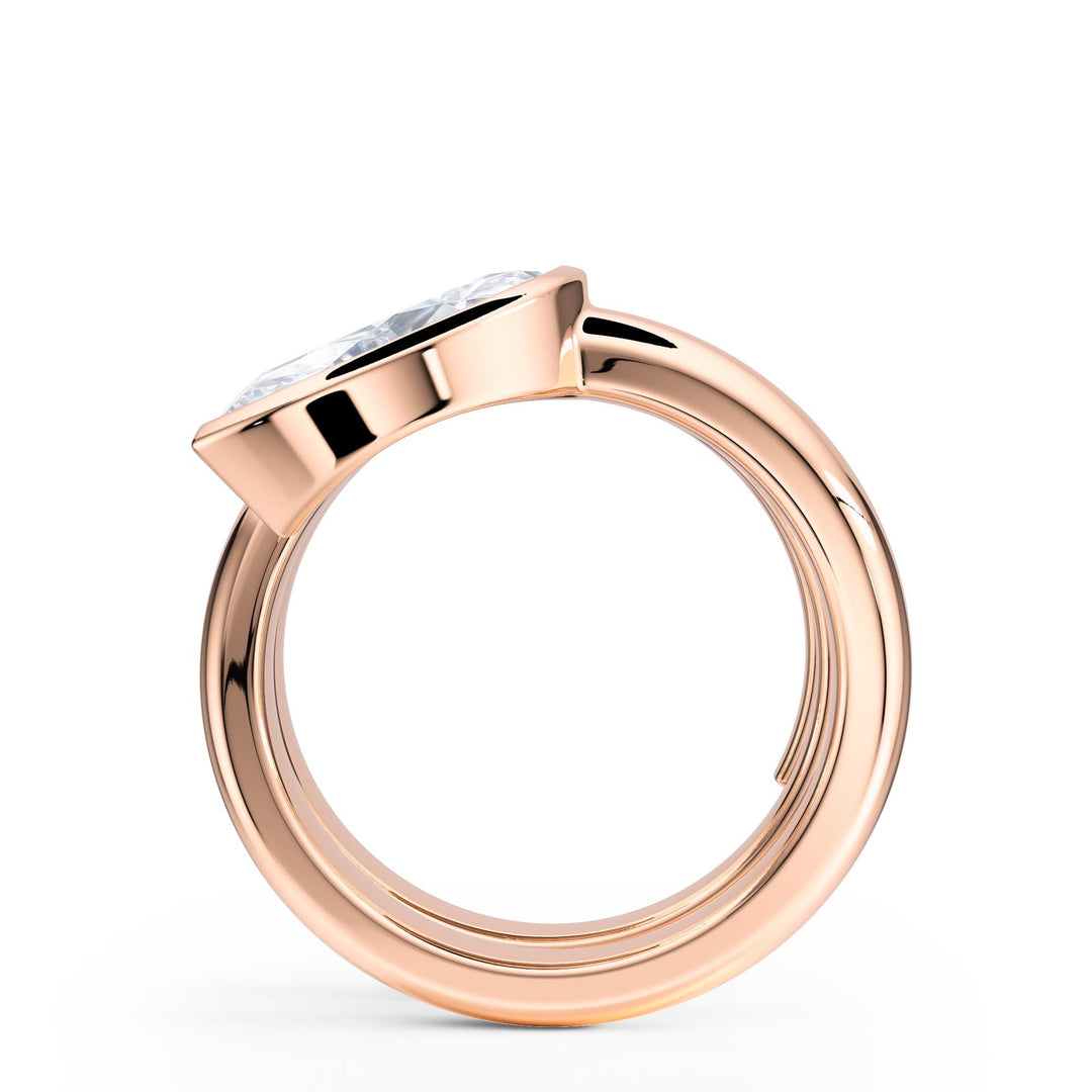 Marquise Lab Diamond Bezel Spiral Ring - R1266 in Ready Rings by 18 KARATS INC.