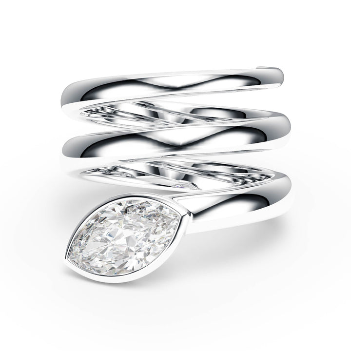 Marquise Lab Diamond Bezel Spiral Ring - R1266 in Ready Rings by 18 KARATS INC.