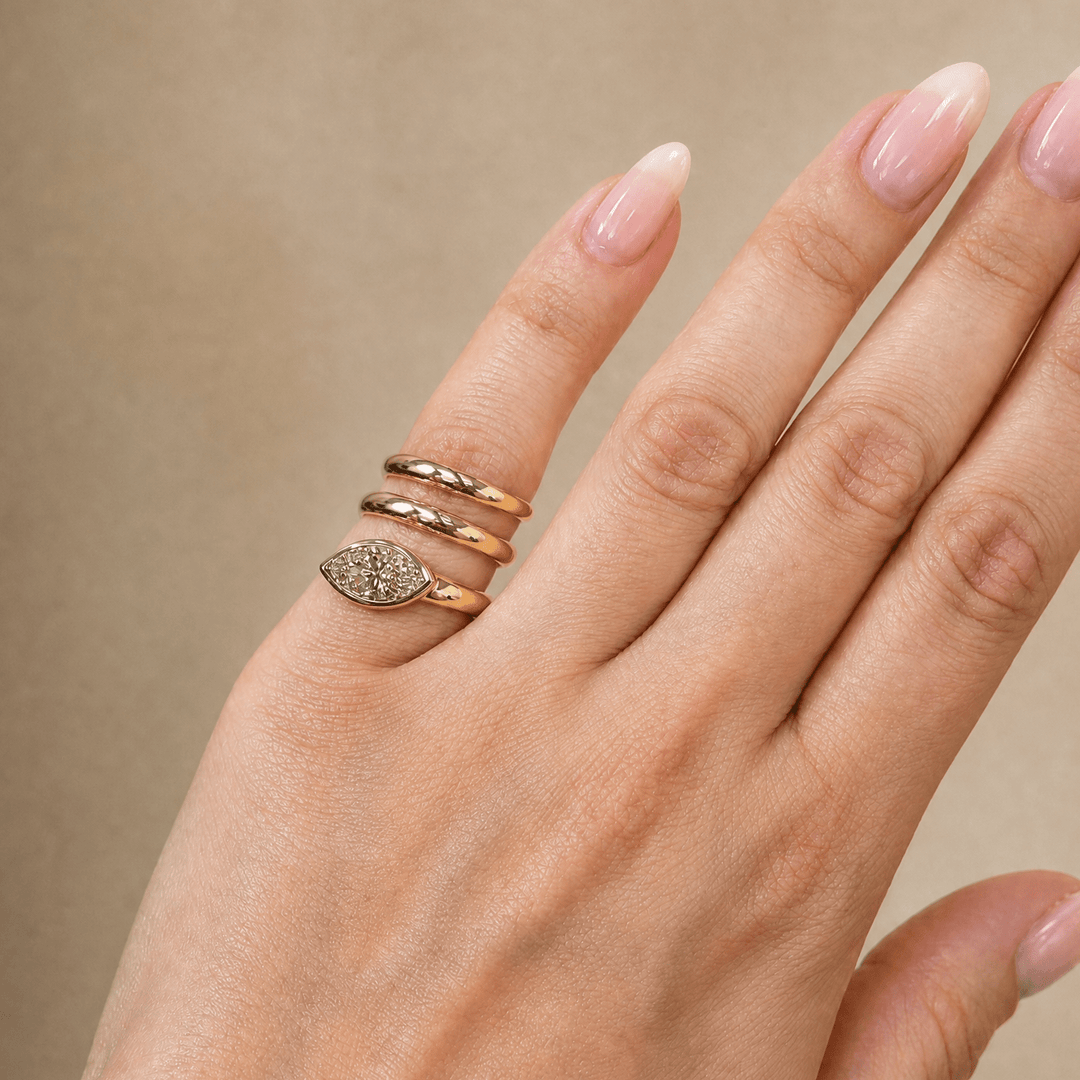 Marquise Lab Diamond Bezel Spiral Ring - R1266 in Ready Rings by 18 KARATS INC.