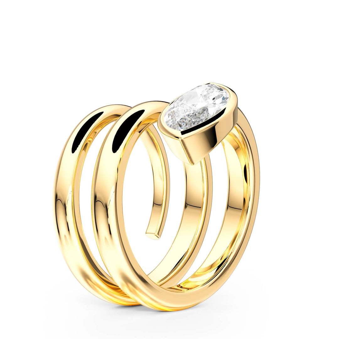 Marquise Lab Diamond Bezel Spiral Ring - R1266 in Ready Rings by 18 KARATS INC.