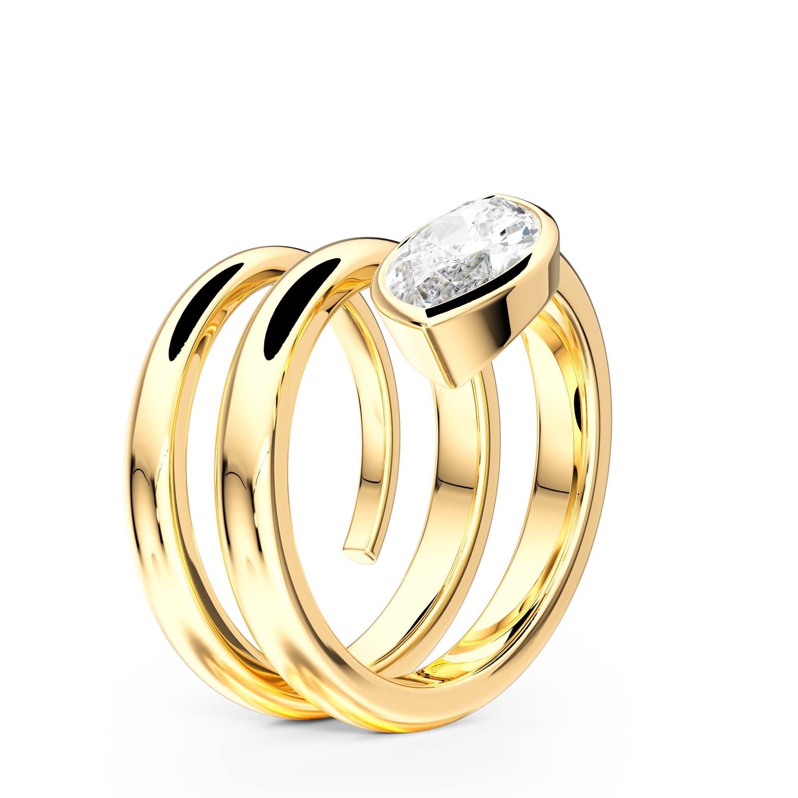 Marquise Lab Diamond Bezel Spiral Ring - R1266 in Ready Rings by 18 KARATS INC.