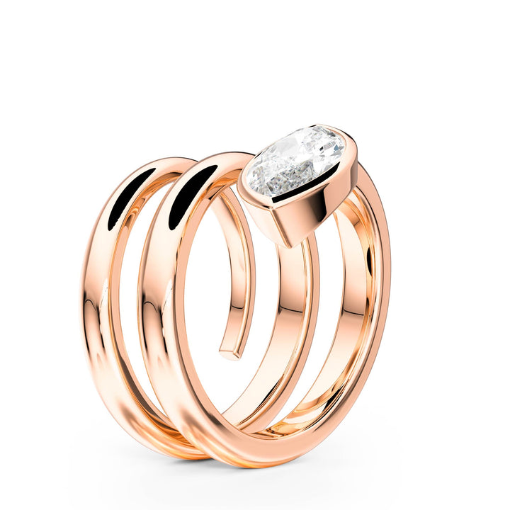 Marquise Lab Diamond Bezel Spiral Ring - R1266 in Ready Rings by 18 KARATS INC.