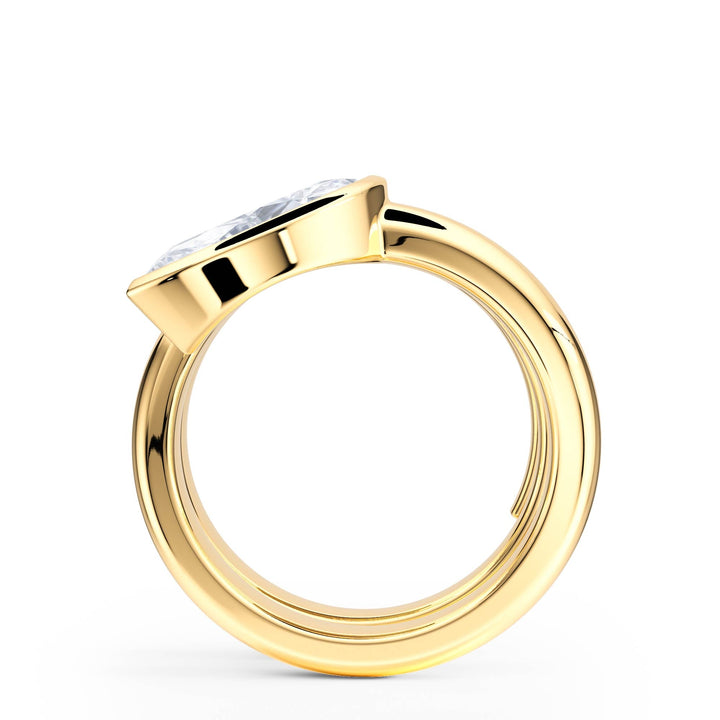 Marquise Lab Diamond Bezel Spiral Ring - R1266 in Ready Rings by 18 KARATS INC.