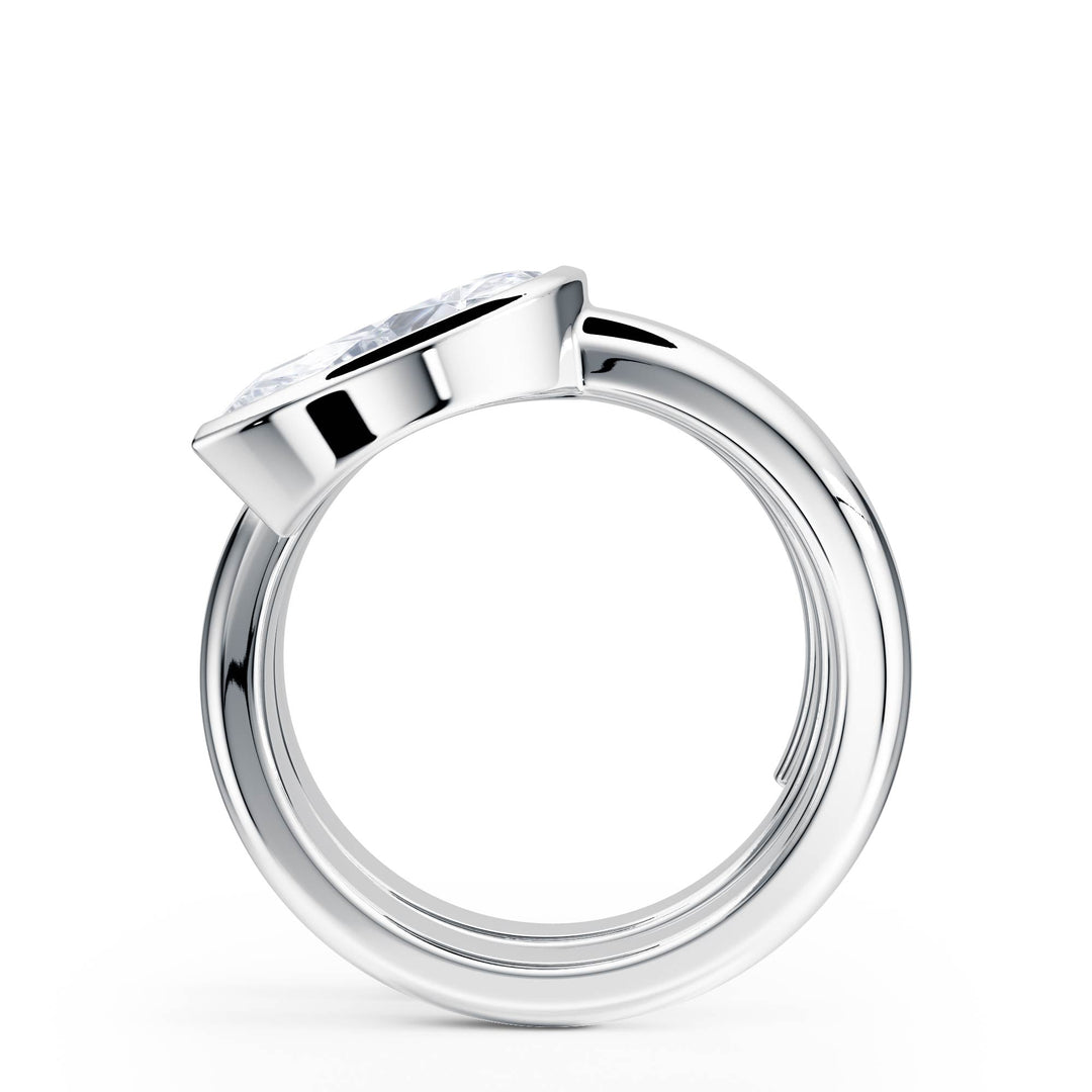 Marquise Lab Diamond Bezel Spiral Ring - R1266 in Ready Rings by 18 KARATS INC.