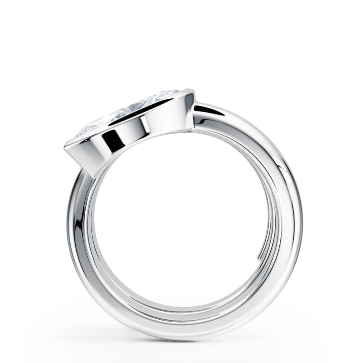 Marquise Lab Diamond Bezel Spiral Ring - R1266 in Ready Rings by 18 KARATS INC.