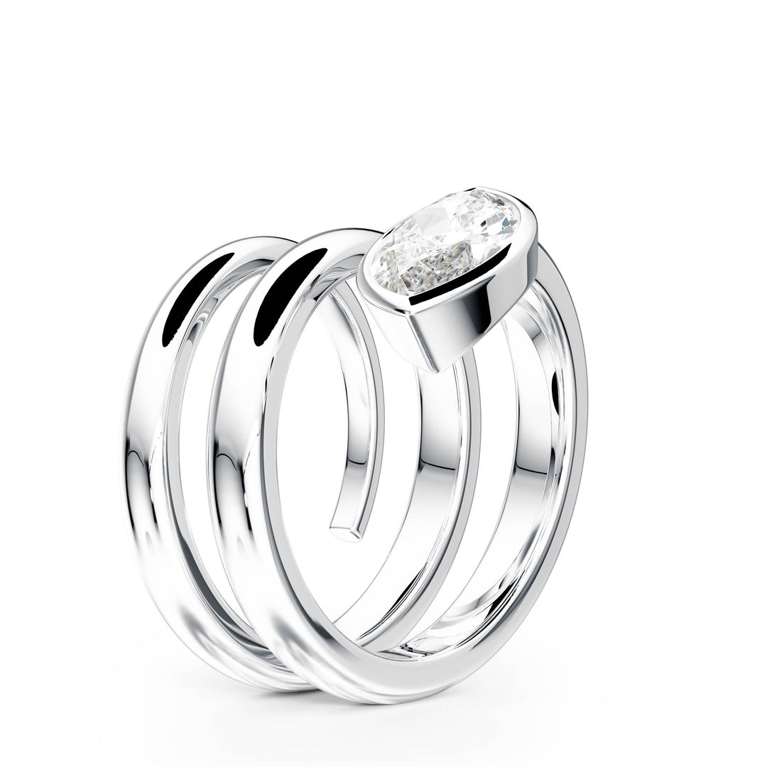 Marquise Lab Diamond Bezel Spiral Ring - R1266 in Ready Rings by 18 KARATS INC.