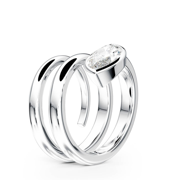Marquise Lab Diamond Bezel Spiral Ring - R1266 in Ready Rings by 18 KARATS INC.