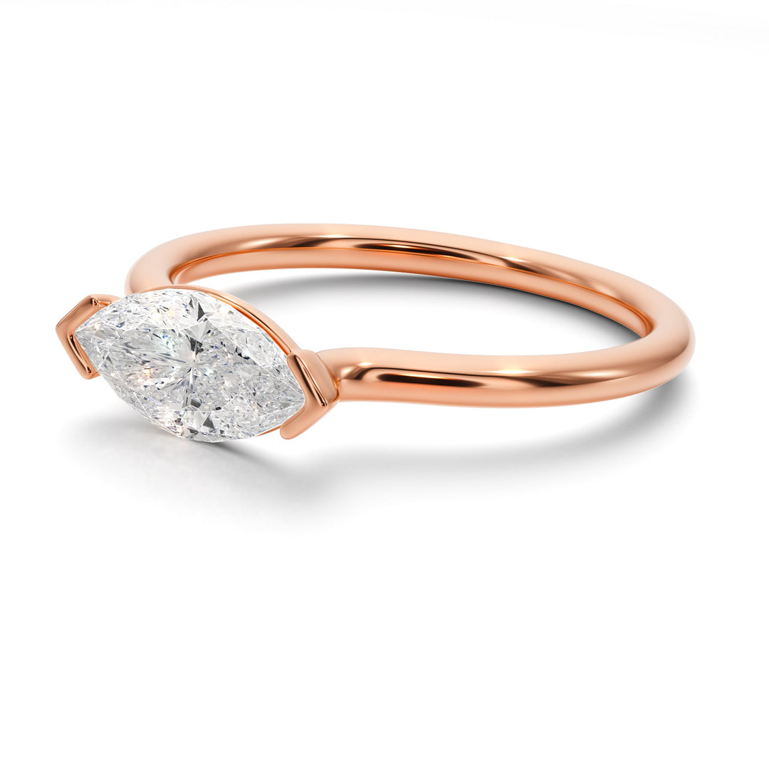 Marquise Mirage East West Half Bezel Engagement Ring -  R1013 in Ring by 18 KARATS