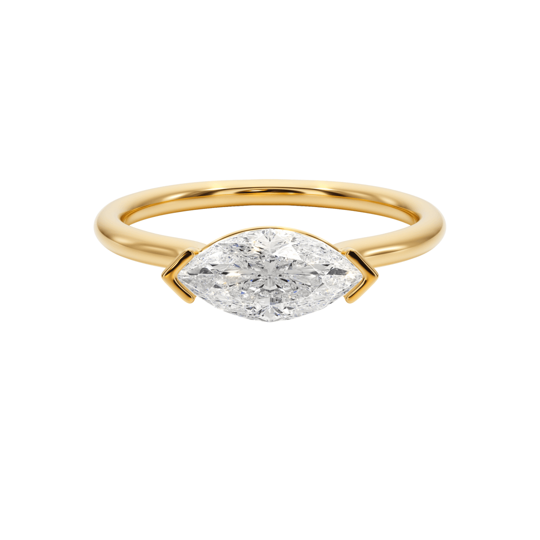 Marquise Mirage East - West Half Bezel Engagement Ring - R1013 in Ring by 18 KARATS