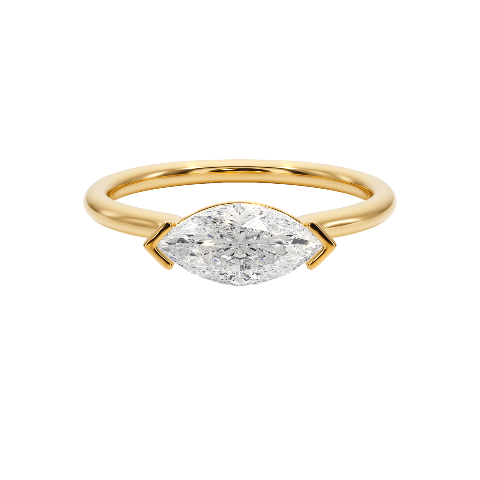 Marquise Mirage East - West Half Bezel Engagement Ring - R1013 in Ring by 18 KARATS