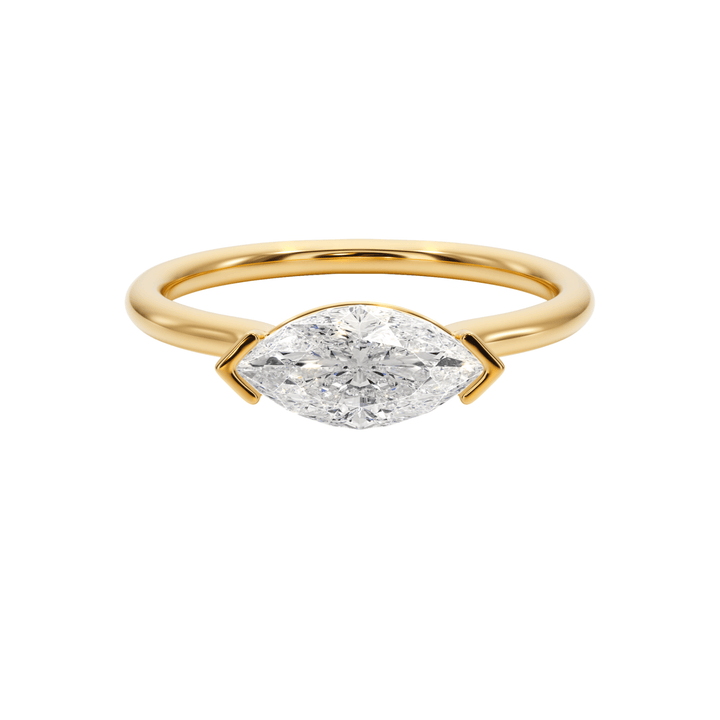 Marquise Mirage East - West Half Bezel Engagement Ring - R1013 in Ring by 18 KARATS
